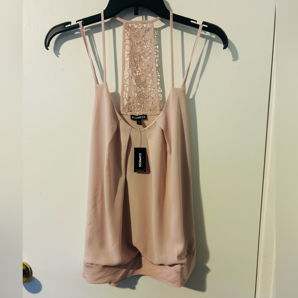 Express Pink Rose Pleated Camisole Tank Top, Size Medium - Picture 15 of 16